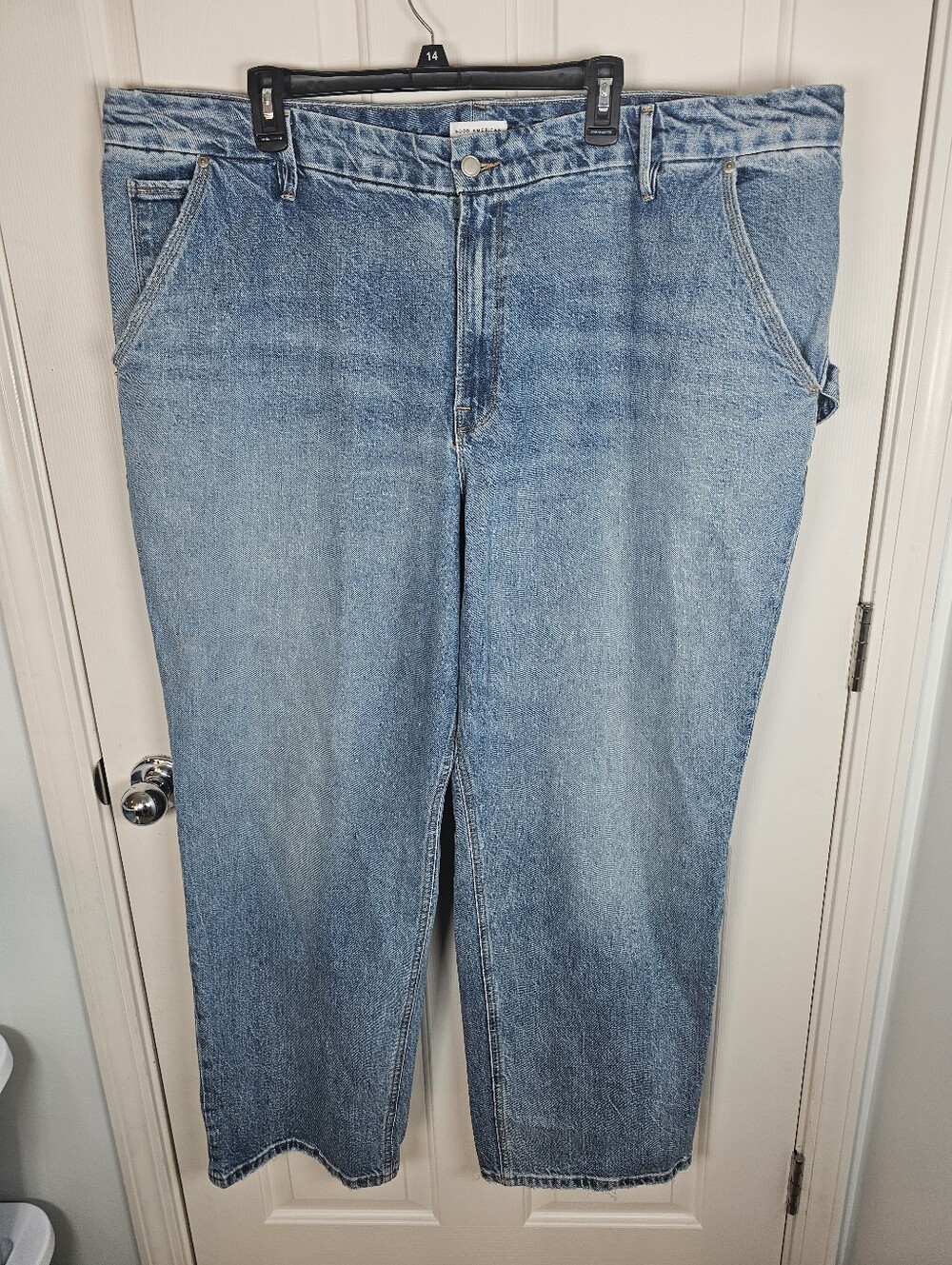 Good American Good '90s Relaxed Carpenter Baggy Jeans Size 20 Stretchy - Picture 2 of 5
